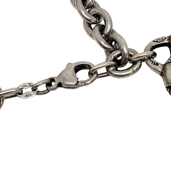 Vintage Judith Jack Sterling Silver Marcasite Heart Charm Dangle Bracelet #10409 - Picture 5 of 8